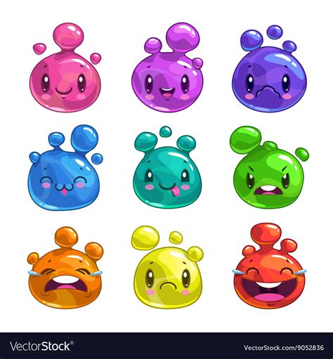 Funny Cartoon Colorful Little Bubble Characters Vector Image