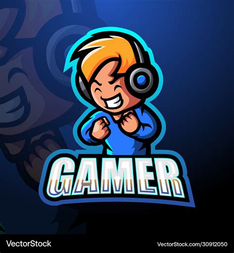 Cartoon Boy Gaming Mascot Logo Royalty Free Vector Image The Best