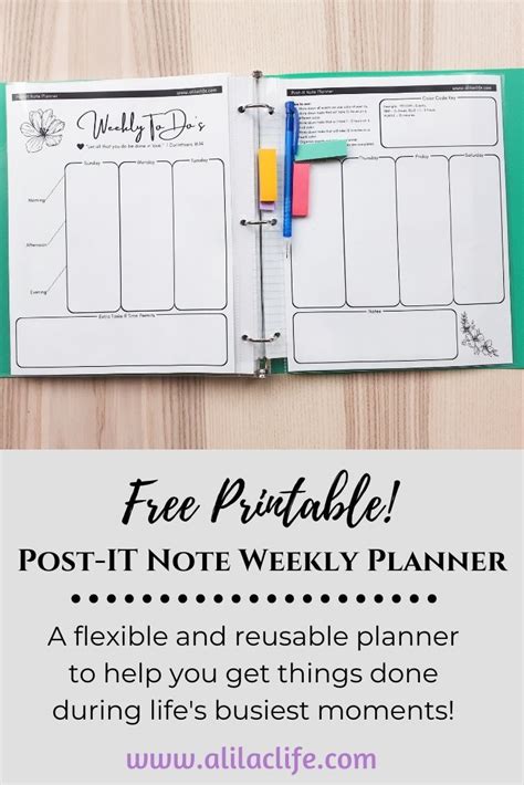 Post It Note Planner Weekly Spread Free Printable A Lilac Life