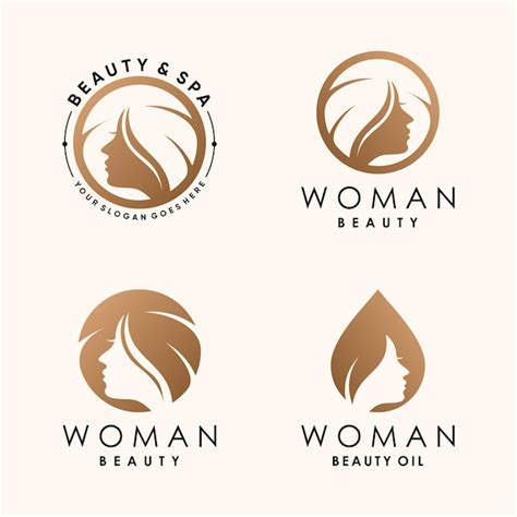 Conjunto De Plantilla De Logotipo De Belleza De Mujer Con Concepto