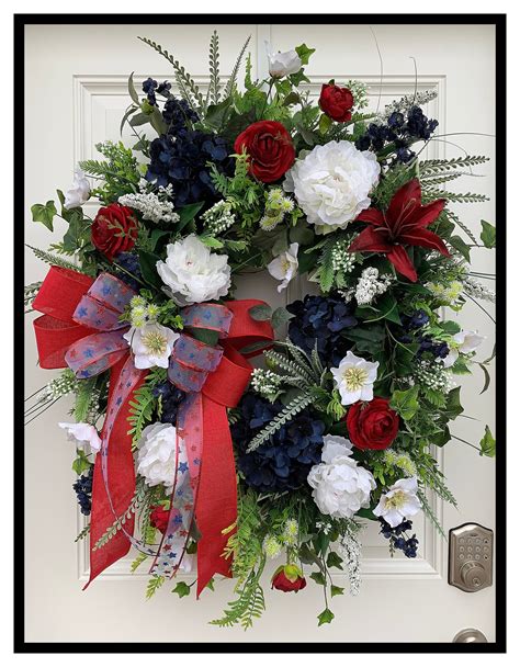 Large Patriotic Wreath For Door In 2020 Wreaths Patriotic Wreath