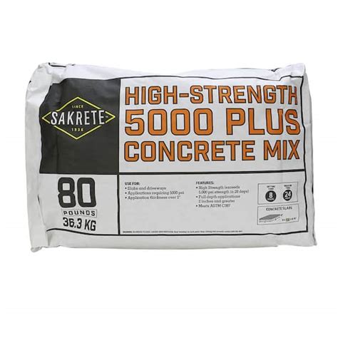 Sakrete 5000 Plus 80 Lb Concrete Mix 65200370 The Home Depot