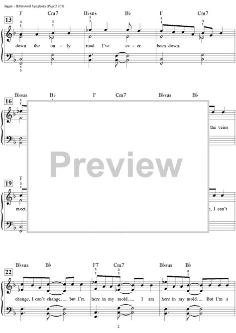 Bittersweet Symphony Sheet Music By The Verve For Easy Pianovocal