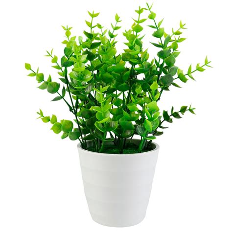 Bangcool Indoor Artificial Potted Plants Plastic Eucalyptus Stems Leaves Plants Small Fake