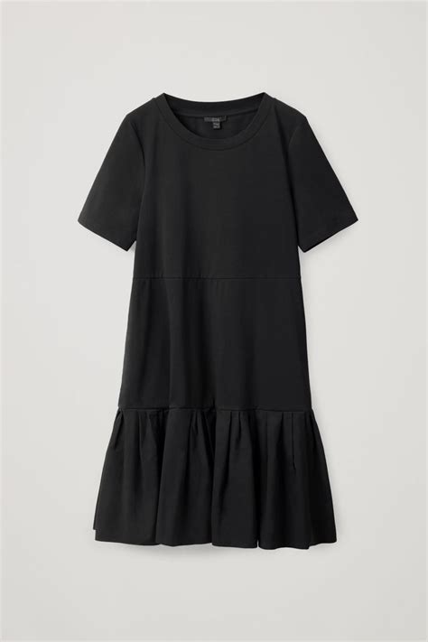 Gathered Panel Cotton Dress Black Dresses Cos Ww Everyday Dresses Fashion Outfits T