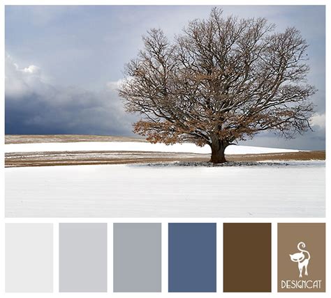 Winter Tree Ice Blue Sky Slate Grey Brown Sand Colour