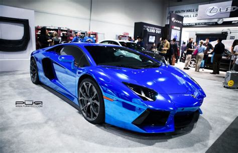 This Is A Blue Chrome Lamborghini Aventador On Pur Wheels