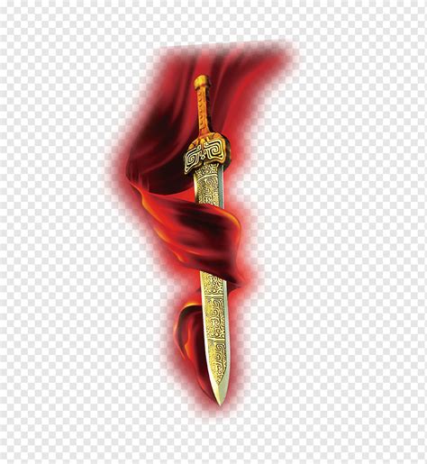 Espada de oro cubierta de cinta roja ilustración espadas chinas espada china vintage cinta