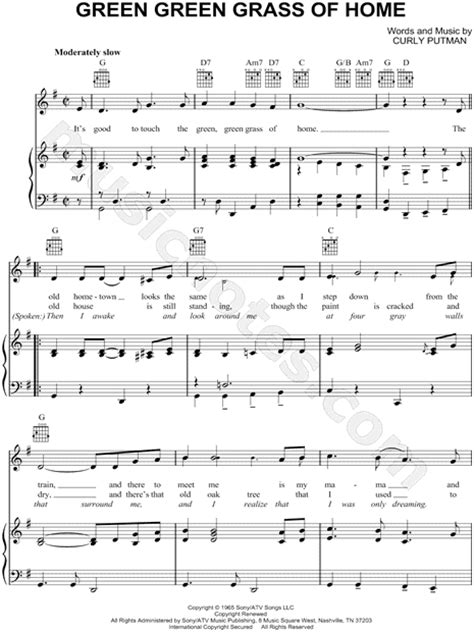 The old house is still standing thought the paint is cracked and dry and there's that old oak tree that i used to play on down the lane i walk with my sweet mary hair of gold and lips. Tom Jones "Green Green Grass of Home" Sheet Music in G Major (transposable) - Download & Print ...