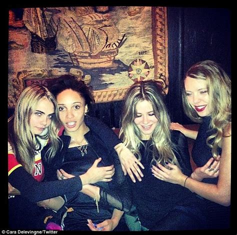 Cara Delevingne Gets Hands On With Her Girl Friends As They Pose