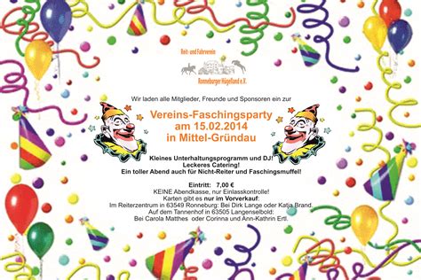 Je größer die zahl der gäste und der gebotenen speisen und getränke, desto eher bietet sich der vorletzte tag an. Einladungskarten für eine Faschingsparty