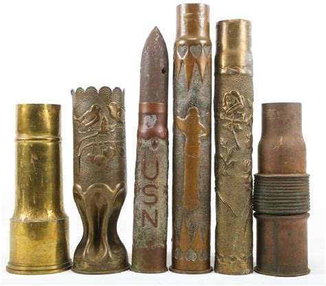 Wwi Shell Trench Art Lot Of 6