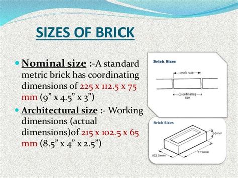 Sizes Of Brick Nominal Size A Standard Metric Brick Has Coordinating