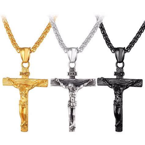 Trendy 18k Real Gold Plated Inri Crucifix Jesus Piece Cross Pendant