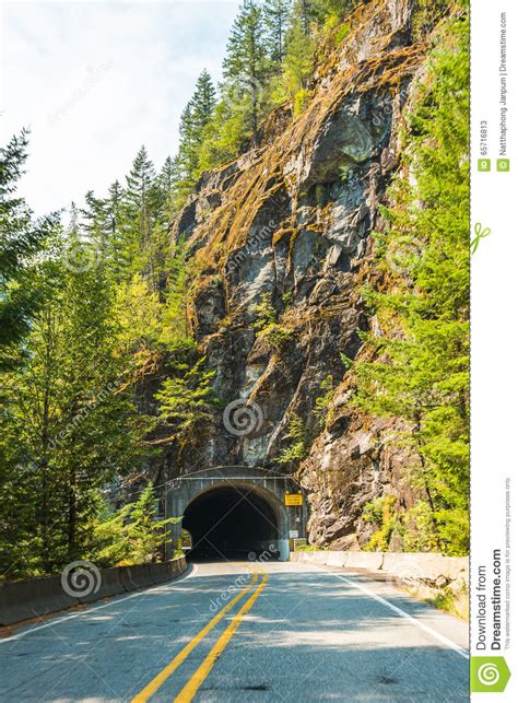 Road Tunnel Mountain Tunnel Through The Rock Mountain Stock Image