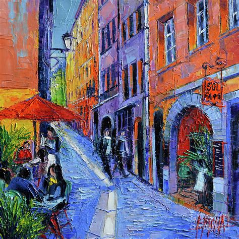 Sol Cafe Lyon Modern Impressionist Palette Knife Oil Painting Painting