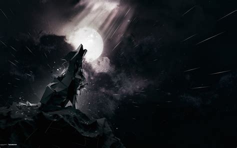 Wallpaper Digital Art Abstract Wolf Midnight Darkness Screenshot