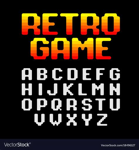 Retro Arcade Alphabet Font Pixel Gradient Letters And