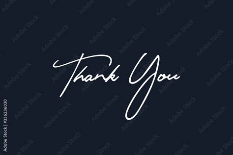 Thank You Text Handwritten Calligraphy Lettering Isolated On Dark Blue