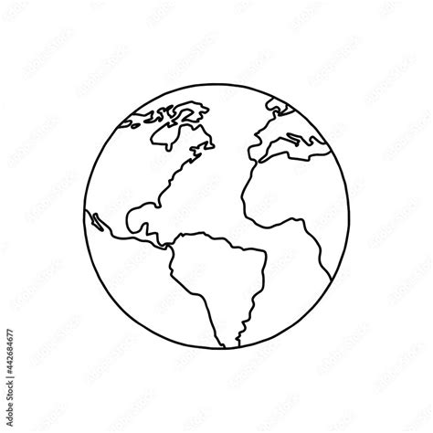 Linear Earth Silhouette Globe Planet Earth Vector Illustration
