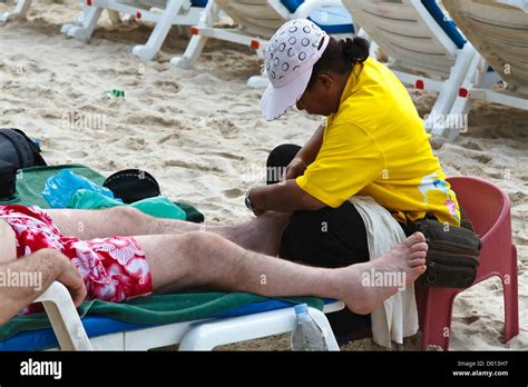 Foot Massage On Patong Beach On Phuket Island Thailand Stock Photo Alamy