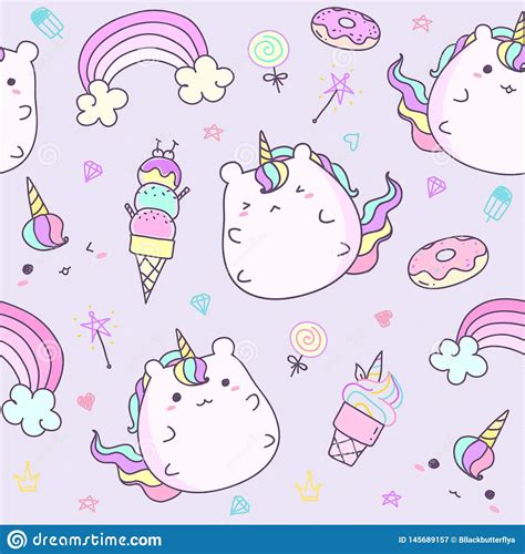 Kawaii Unicorn Sticker Collection In Pastel Color Cute Doodle Clip Art