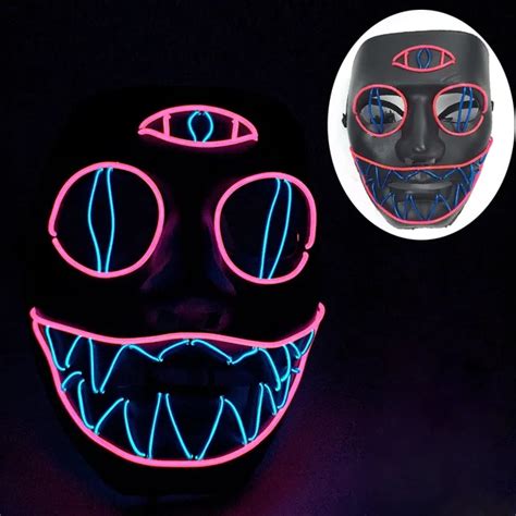 Hot Sale 3v Flashing El Wire Glowing Patry Mask Led Fluorescent Party