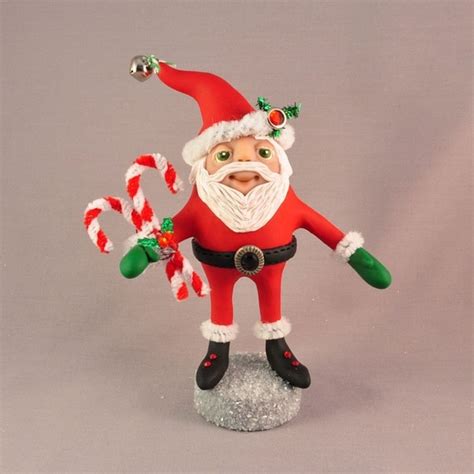 Handmade Polymer Clay Santa Claus Christmas Figurine