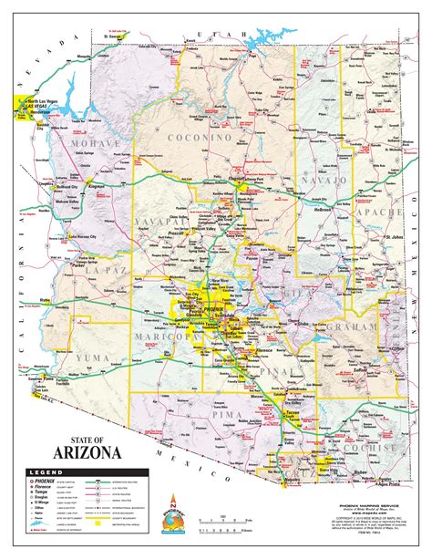 Arizona Physical Wall Map By Maps Of World Mapsales Images And Photos