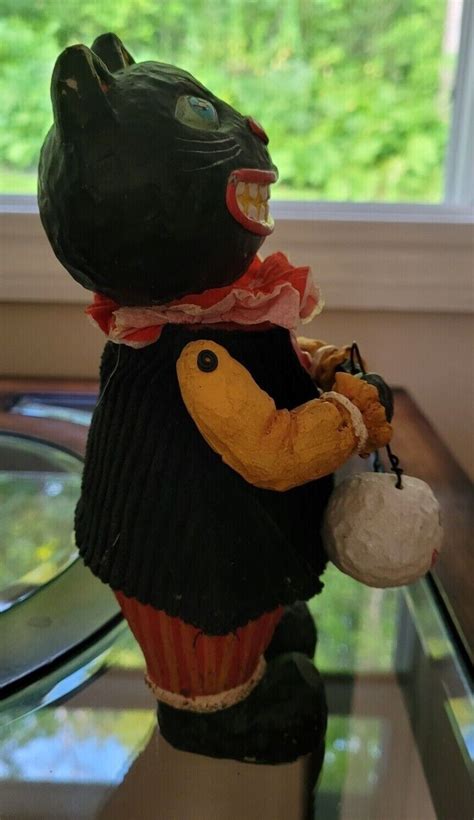 Rare Halloween Black Cat Bobblehead Folk Art Figurine Ebay