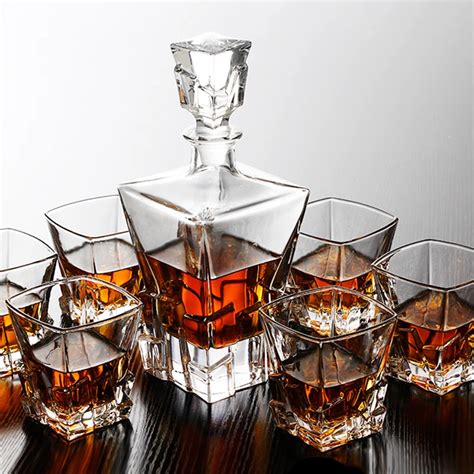 Beautiful Thickening Crystal Whisky Glass 1 Pcs Glass Bottle Decanters 800ml 6 Pcs Glass Cups