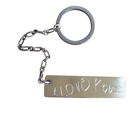 Handwriting Key Chain Sterling Silver Handwritten Engraved Key Chain G