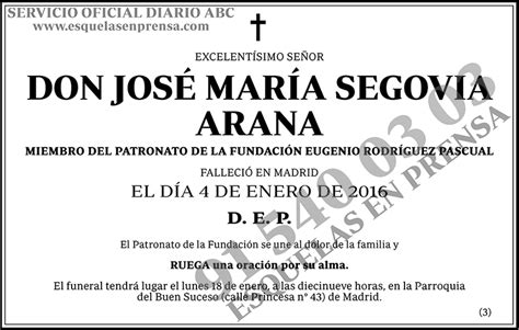 José María Segovia De Arana Esquelas Abc