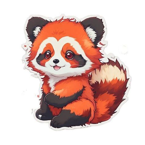 A Red Panda Sticker Sitting On Top Of A White Surface