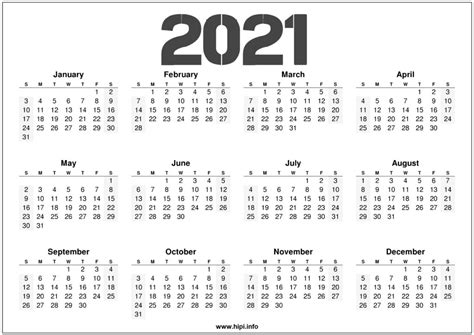 2021 Printable 12 Month Calendar Templates Calendars