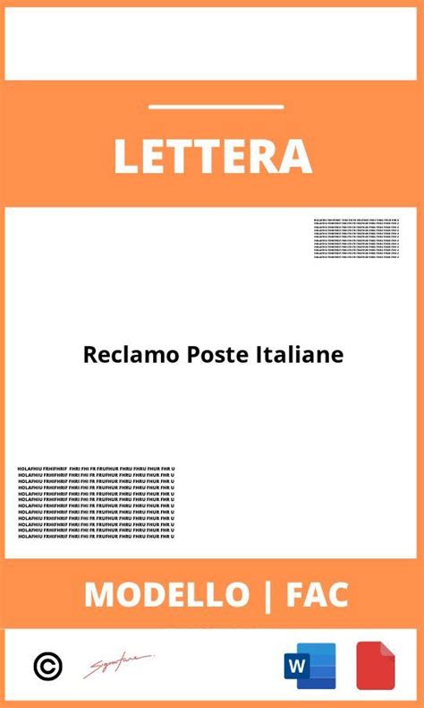 Fac Simile Lettera Reclamo Poste Italiane