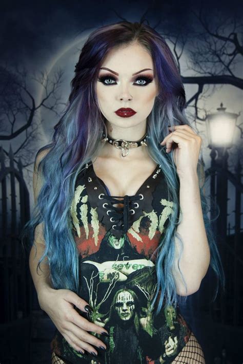 Pin By D Hay On Blue Hair Hot Goth Girls Gothic Girls Goth Beauty