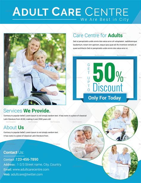 Adult Day Care Center Flyer Design Template In Psd Word Publisher