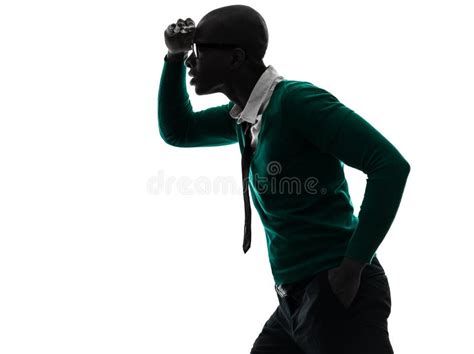 African Black Man Standing Looking Up Laughing Silhouette Stock Image