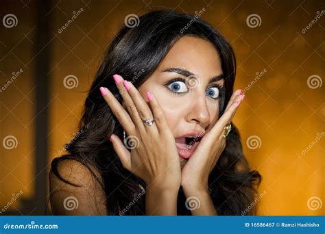 Frightened Girl Closeup Portrait Of Surprised Stock Image Image Of