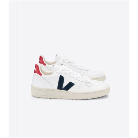 Veja Mens V10 Leather Trainers In Extra White Nautico Pekinparkinsons