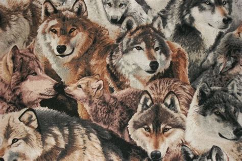 Wolf Fabric Wolves Fabric Canine Fabric By The Yard Etsy