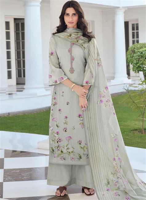 Printed Blended Cotton Designer Pakistani Salwar Suit Buy Online Palazzo Salwar Suits