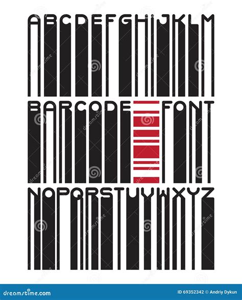 Barcode Typeface Font Stock Vector Illustration Of Alphabet 69352342