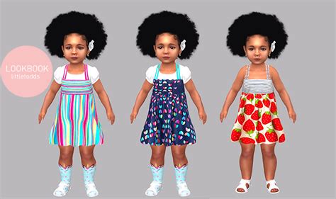 The Sims 4 Kids Lookbook Toddler Frilly Socks Denim Bows Kids Lookbook