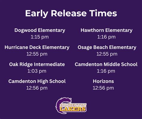Early Release Friday September 15th Camdenton High School