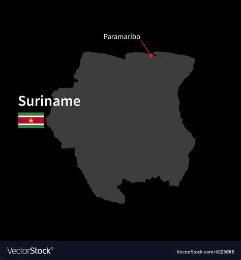 Detailed Map Of Suriname And Capital City Vector Image