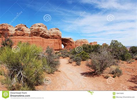 Amazing Utah Landscape With Red Sandstones In Arches National Pa Stock