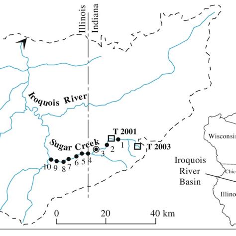 Map Of The Sugar Creek Study Site In The Iroquois River Watershed In