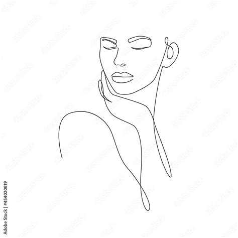 Abstract Line Art Woman Face Woman Head One Line Drawing Female Face